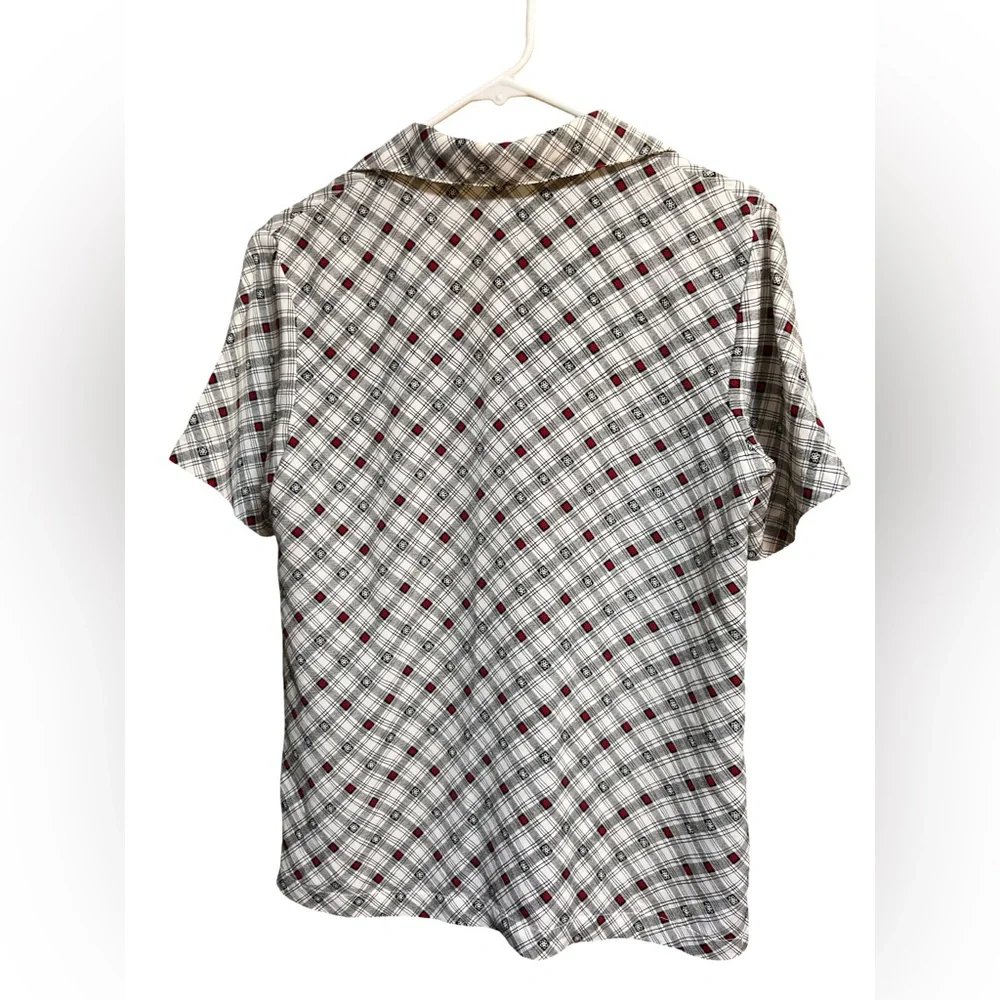 Salvatore Ferragamo Vintage White and Red Plaid Short Sleeve Button Down Shirt - Picture 3 of 6